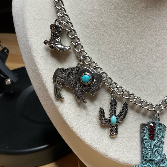 Western Theme: Stainless Steal Charm Necklace - Picture 4 of 7